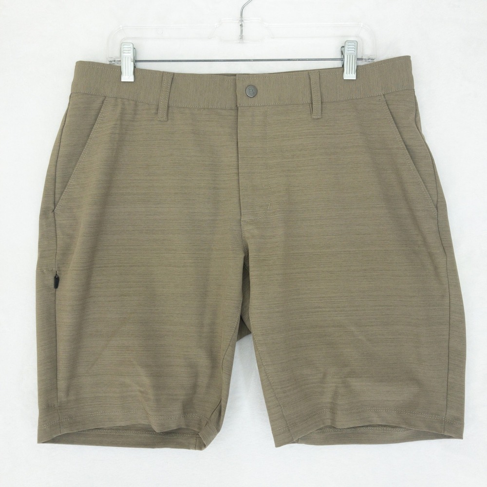BYLT Everyday Shorts Mens Size 34 Taupe Brown Stretch Performance Flat Front